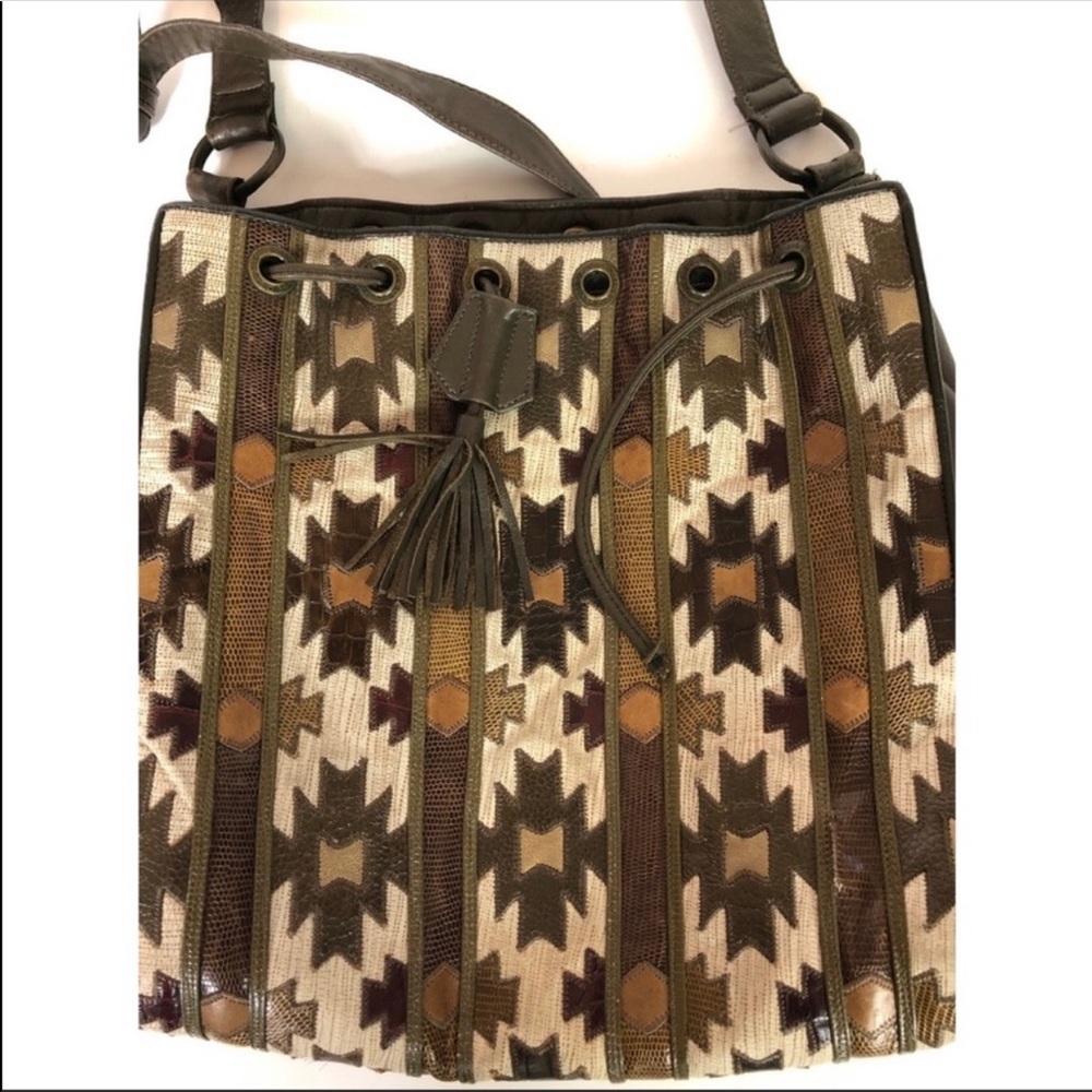 Vintage Geometric Snakeskin & Leather Sharif Purse